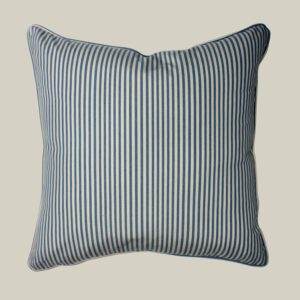 A Candy Stripe - Blue pillow on a white background.